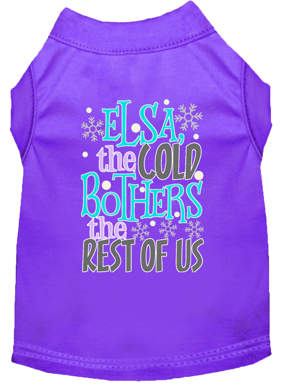 Elsa, the Cold Screen Print Dog Shirt Purple Lg